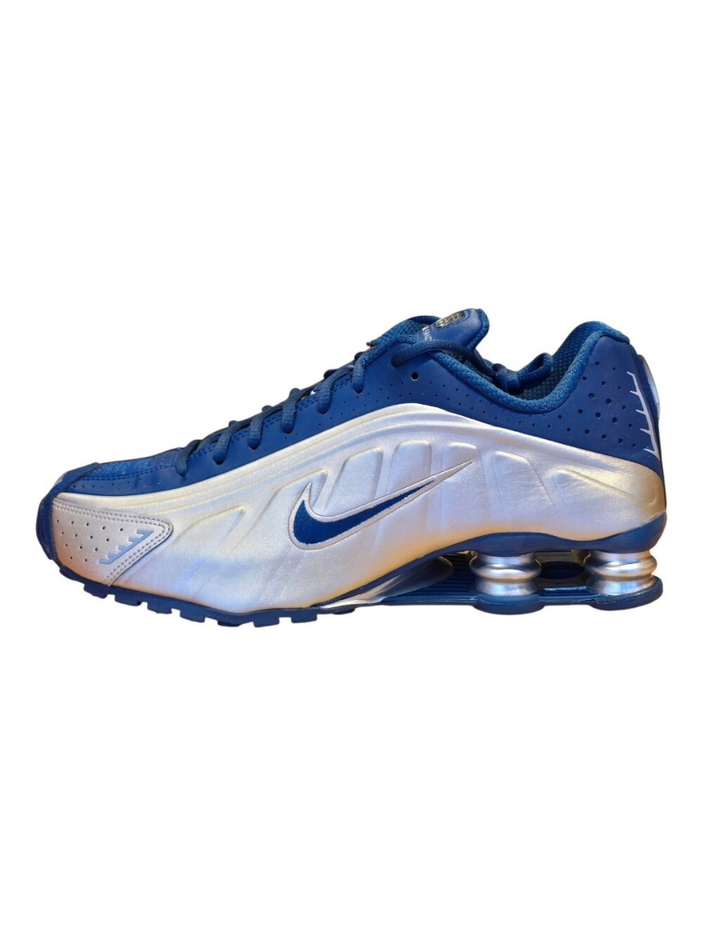 Nike Shox R4 Court Blue Metallic Silver Sneakers IQ9391-476 Men's Size's NEW